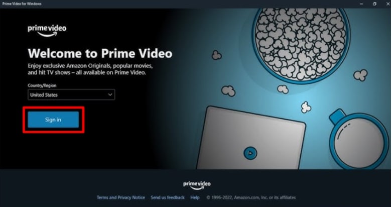 Sign into Prime Video Desktop App