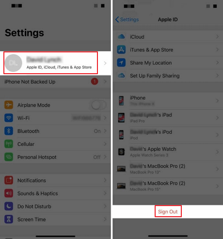 Sign out of Apple ID on Your iPhone