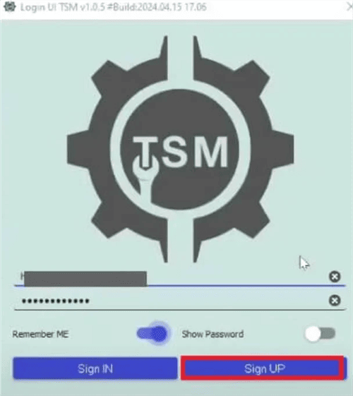 Sign Up TSM Tool