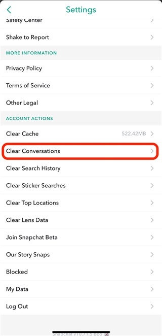 Tap on Clear Conversations