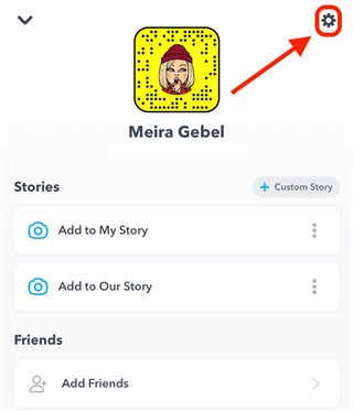 Click on Gear Icon and Go to Snapchat Settings