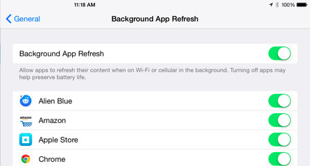 Disable Background Apps Refresh
