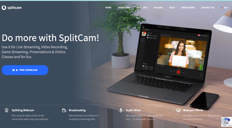 SplitCam Official Webpage Interface
