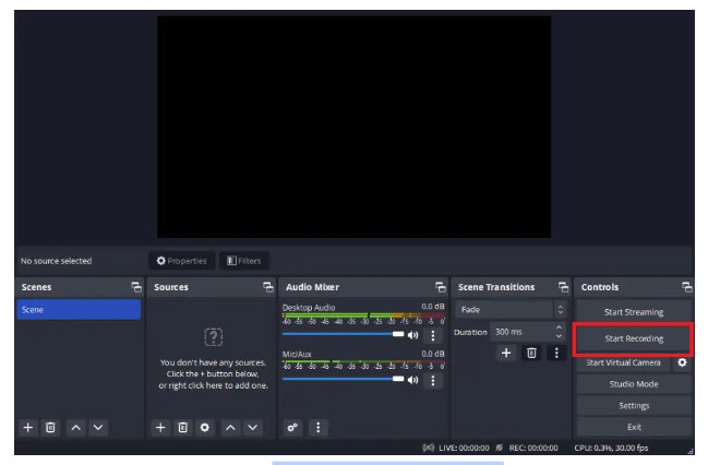 start recording with OBS Studio