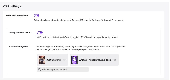 store past broadcasts