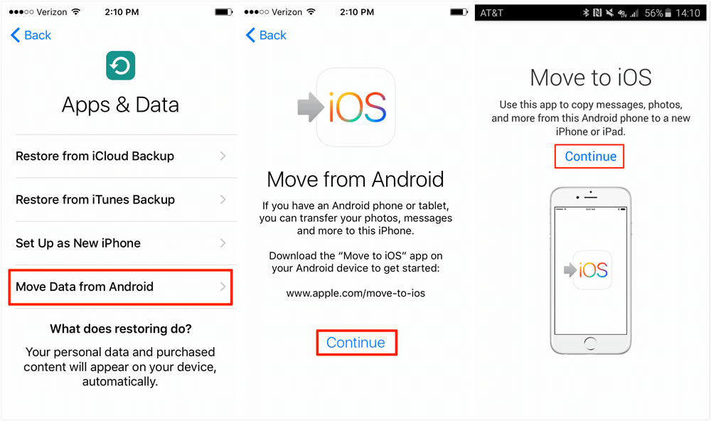 Switching from Android to iPhone via Move to iOS