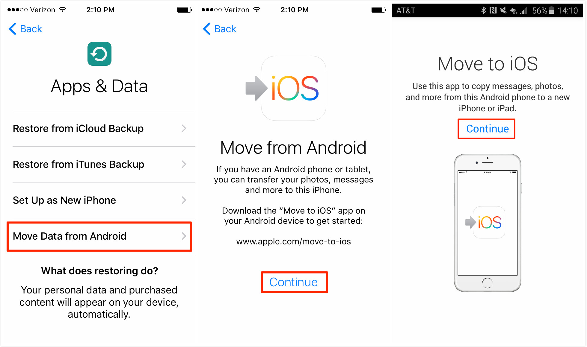 Switching from Android to iPhone via Move to iOS