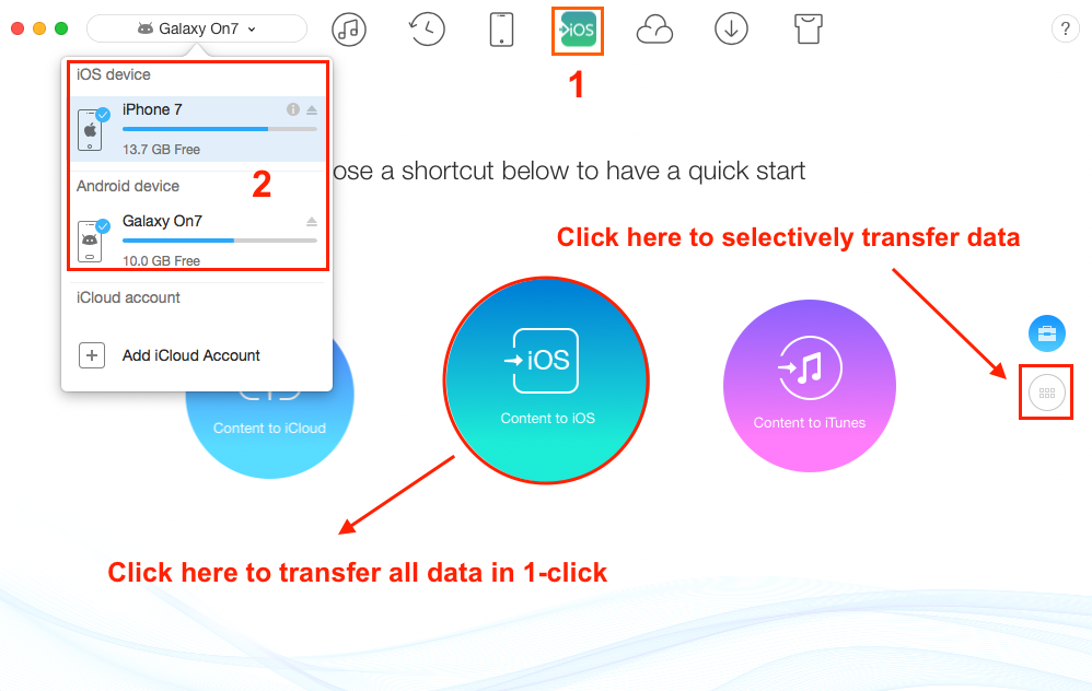 Transfer Data from Samsung to iPhone with AnyTrans - Step 1