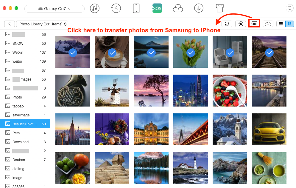 Transfer Data from Samsung to iPhone with AnyTrans - Step 3