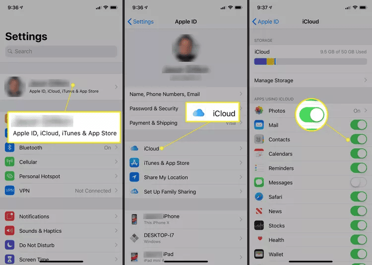 Sync iPhone Contacts with iCloud