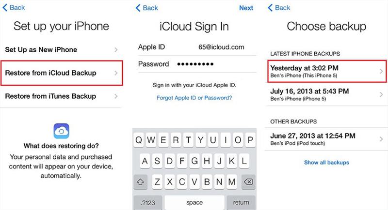 Sync iCloud Contacts to iPhone with Backup Files - Step 2