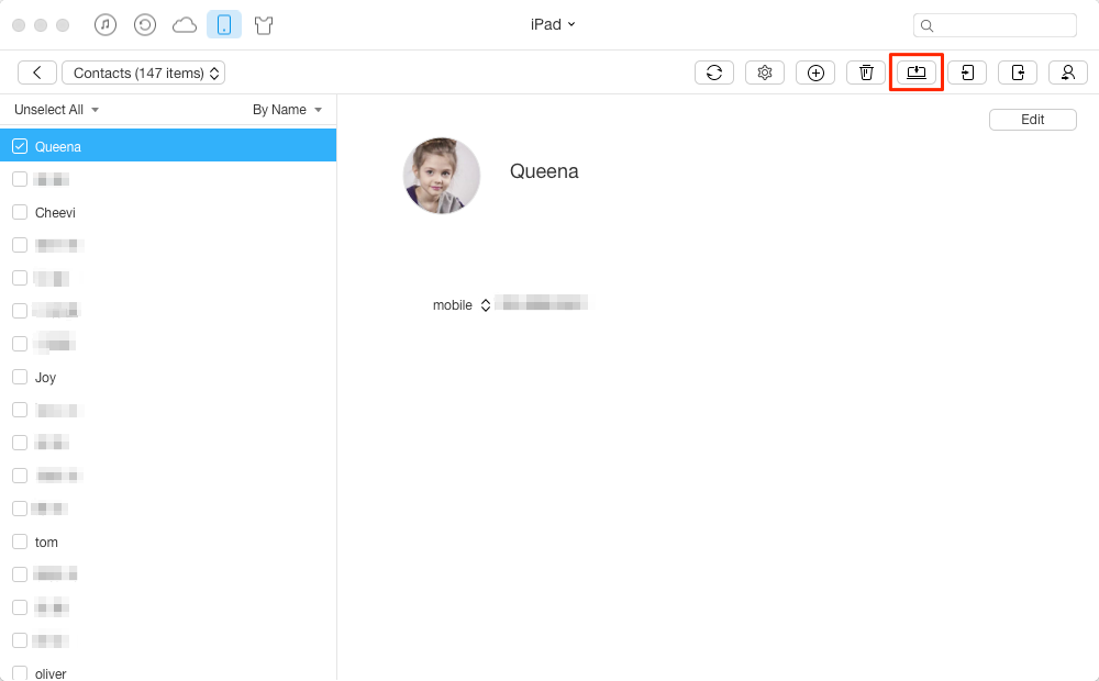 Transfer Contacts from iPad Air/Air 2 and iPad mini 2/mini 3 to Mac – Step 3