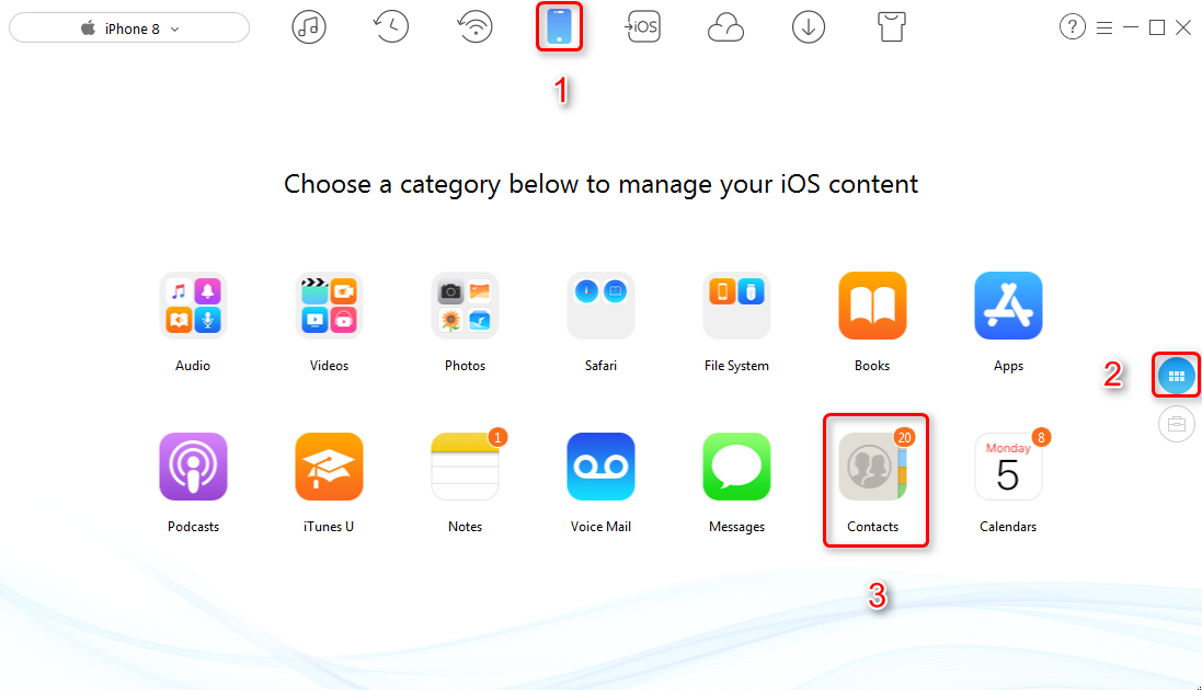 How to Sync Contacts from iPhone to iCloud - Step 2