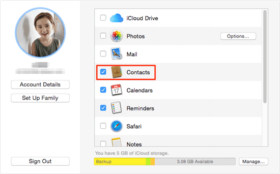 Sync iPhone Contacts to Mac with iCloud