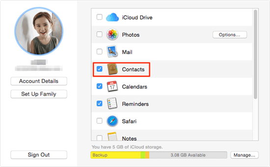 mac mail contacts list