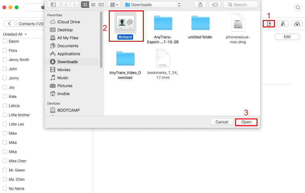 How to Sync Contacts from Mac to iPhone 8/X with AnyTrans - Step 3