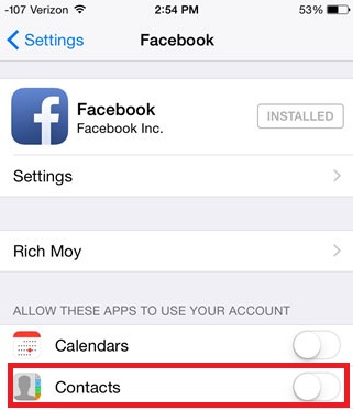 Sync Facebook Contacts With iPhone - Step 5