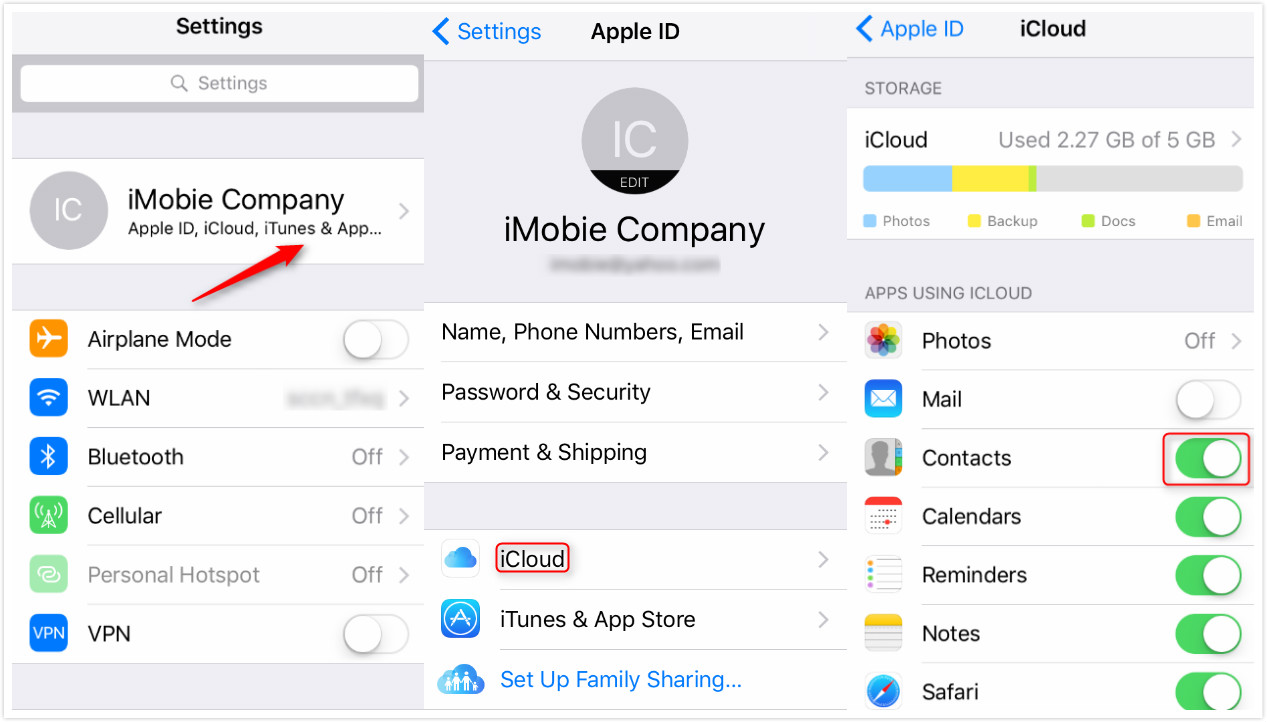 Sync icloud contacts to google account