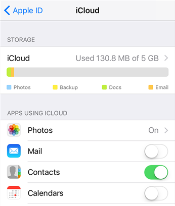 Sync iPhone contacts with iCloud