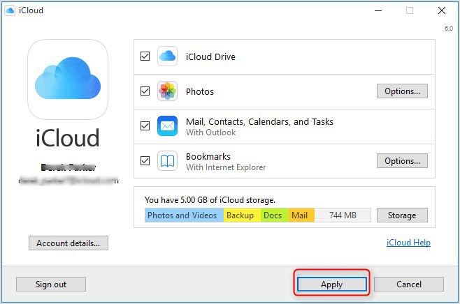 How to Sync Outlook Contacts with iPhone via iCloud Control Panel