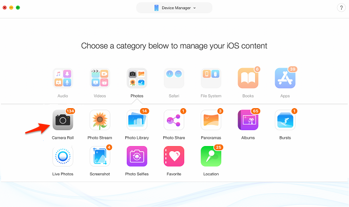 How to Sync Photos from iPhone to iPad via AnyTrans for iOS – Step 2