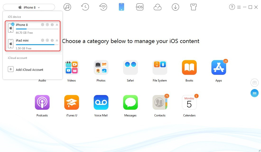 How to Sync Photos from iPhone to iPad via AnyTrans – Step 1