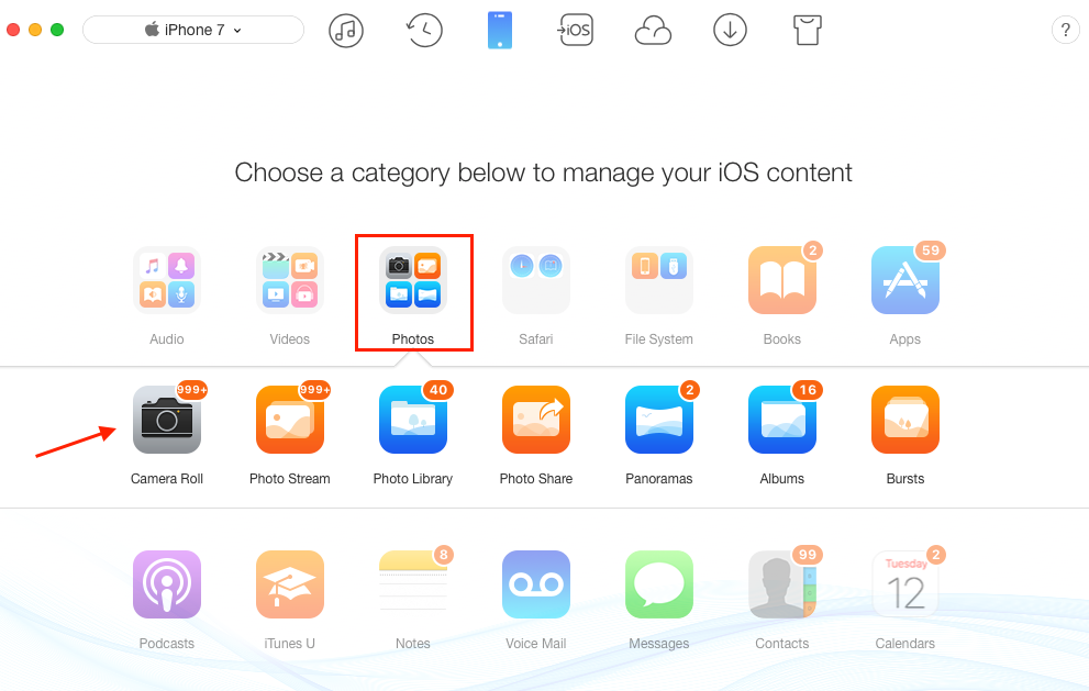 How to Sync Photos from iPhone to iPad via AnyTrans – Step 2