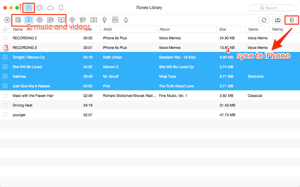 Sync Checked Songs to iPhone without Erasing via AnyTrans