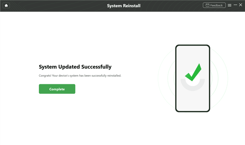 DroidKit System Reinstall Finished