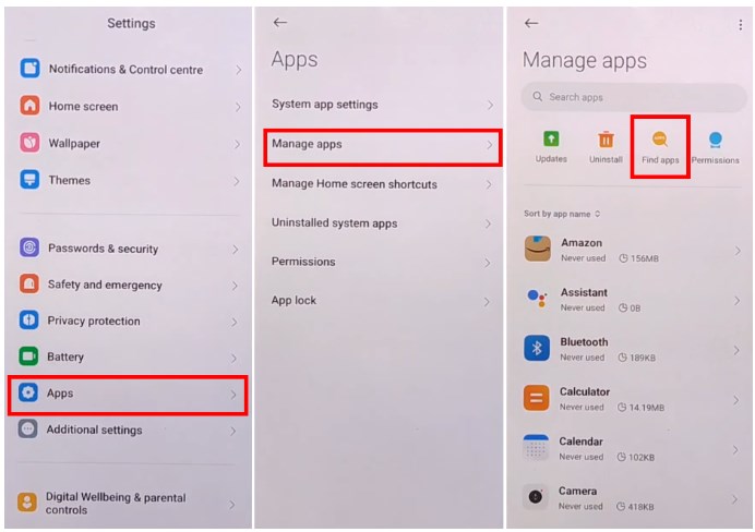 tap find apps under manage apps