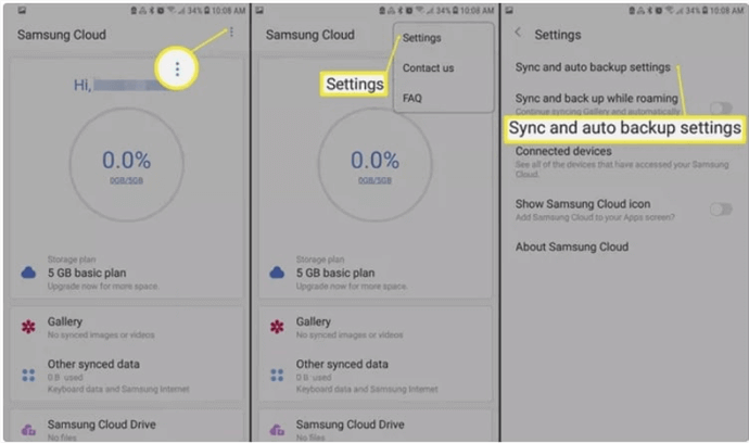 Tap on Sync and Auto Backup Settings