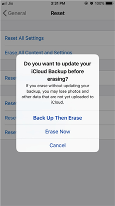 Tap on the Erase Now Option