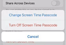 Tap on Turn off Screen Time Passcode