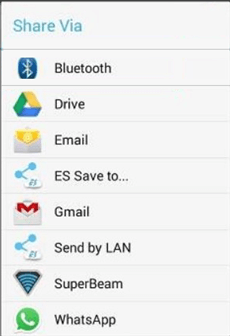 Tap Share via Bluetooth
