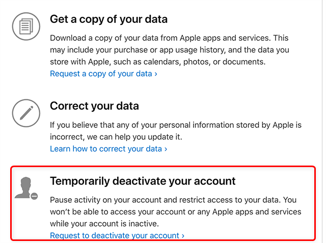 Deactivate Your Apple ID Account