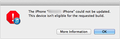 iTunes Restore Problem – Device isn't Eligible for the Requested Build