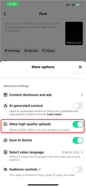 Allow High-Quality Uploads