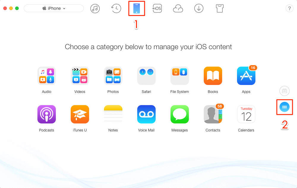 Add Ringtones to iPhone with AnyTrans – Step 1
