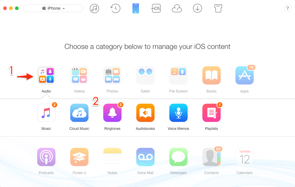 Add Ringtones to iPhone with AnyTrans – Step 2