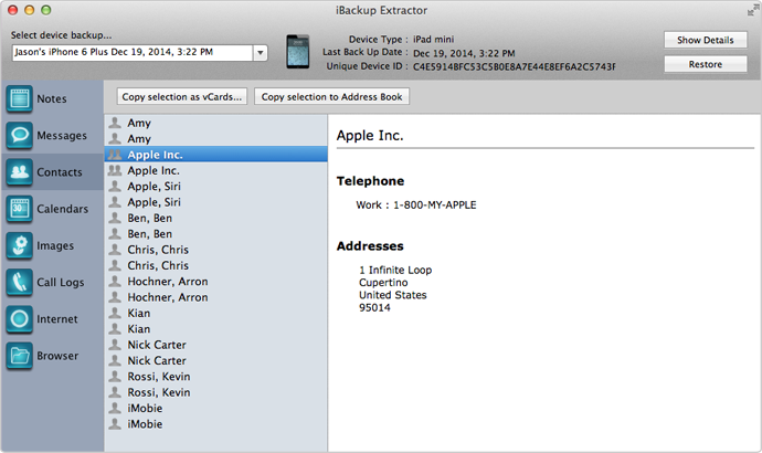 Capture d'écran de iBackup Extractor
