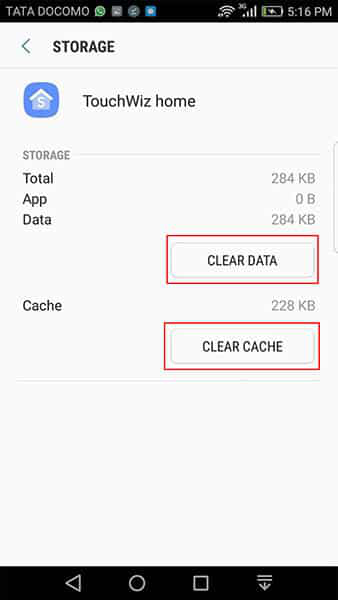 Clear the TouchWiz’s Cache and Data