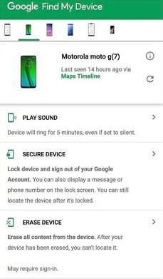 Locating Lost Motorola Phone Using Find My Device App