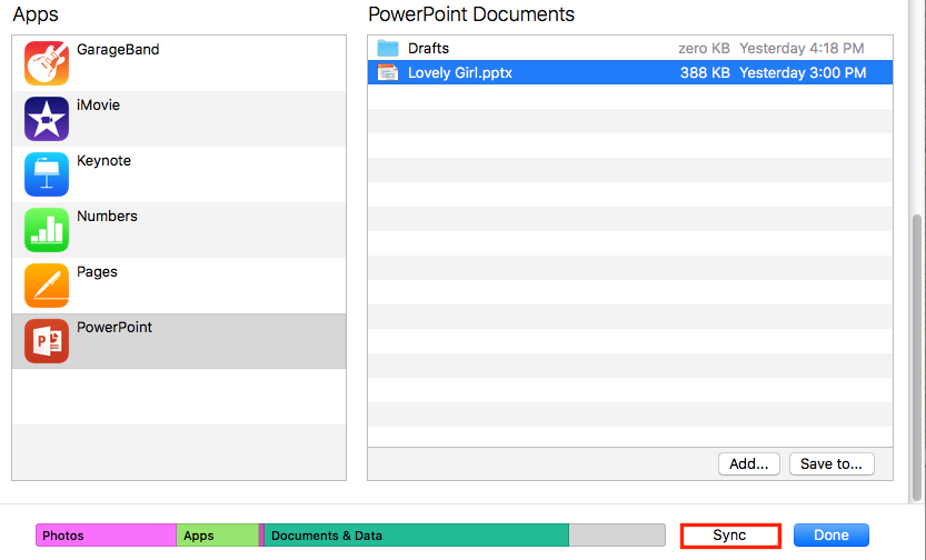 How to Transfer PowerPoint Presentation to iPad via iTunes - Step 3