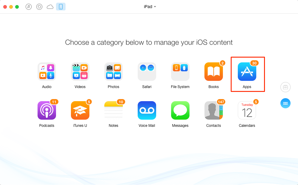 How to Transfer Apps from Old iPad to New iPad with AnyTrans - Step 2