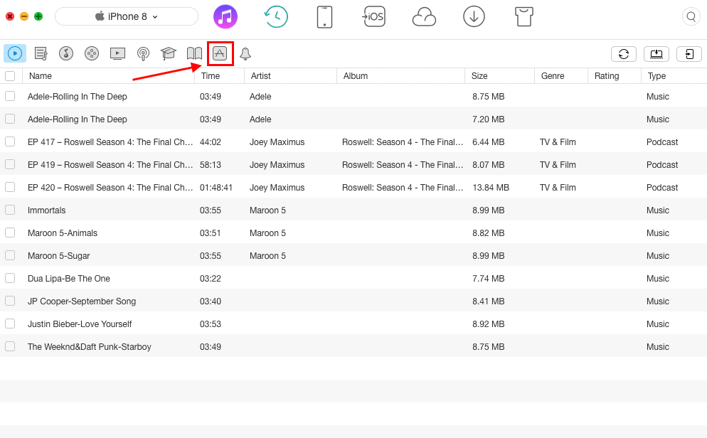 How to Transfer Apps from iTunes 12.7 to iPhone 8/X – Step 2