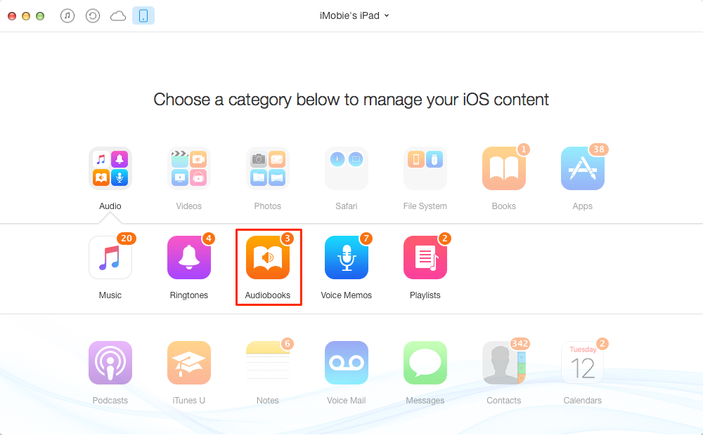 How to Transfer Audiobooks from iPad to Computer – Step 2