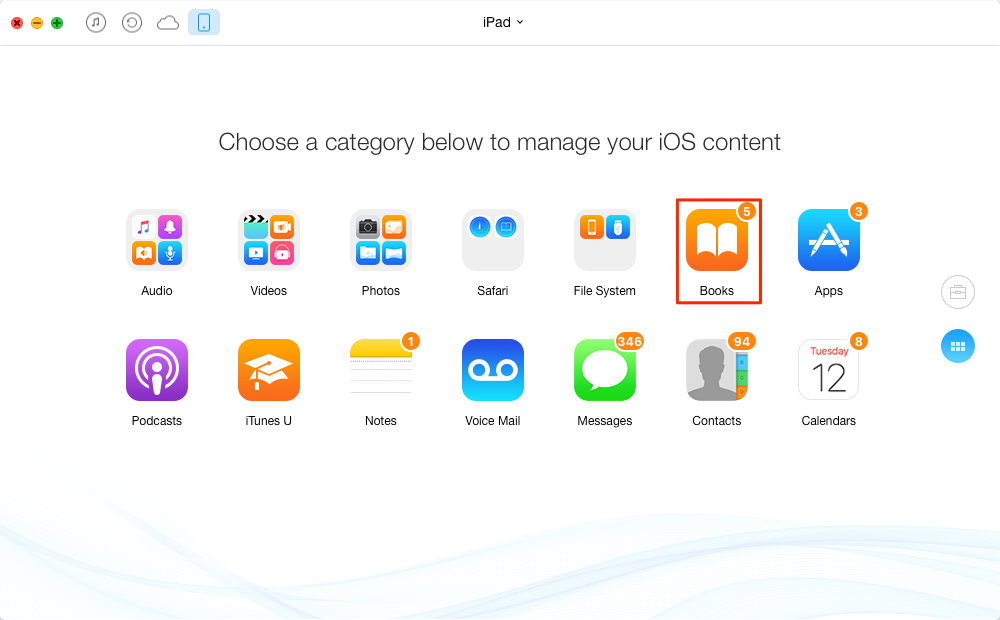 How to Transfer Books from iPad to Computer – Step 1