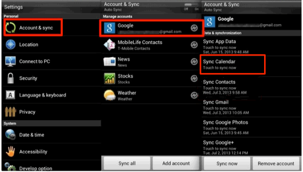 How to Transfer Calendar from Android to Android via Google