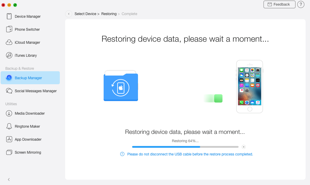 Backup Being Restored on the iPhone