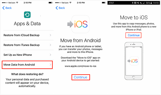 Transfer Contacts from Android to iPhone with Move to iOS